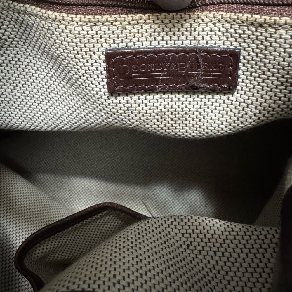 Vintage Dooney & Bourke Woven Beige and Dark Brown Handbag - Picture 6 of 14